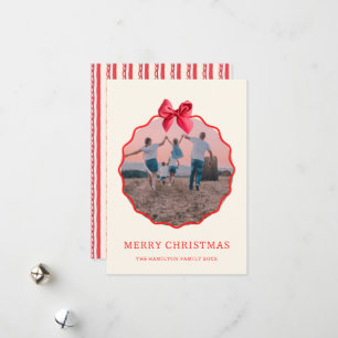 Vågigt fotot av Coquette Jul Red Bow Julkort