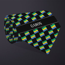 Vågigt Gabon Flagga Mönster Slips