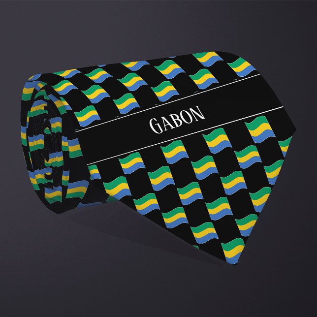 Vågigt Gabon Flagga Mönster Slips (Skapare uppladdad)