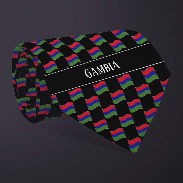 Vågigt Gambia Flagga Mönster Slips (Skapare uppladdad)