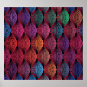 Vågigt geometrisk utskrift med flera färger poster