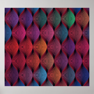 Vågigt geometrisk utskrift med flera färger poster
