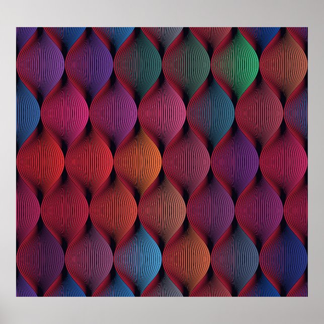 Vågigt geometrisk utskrift med flera färger poster (Framsidan)