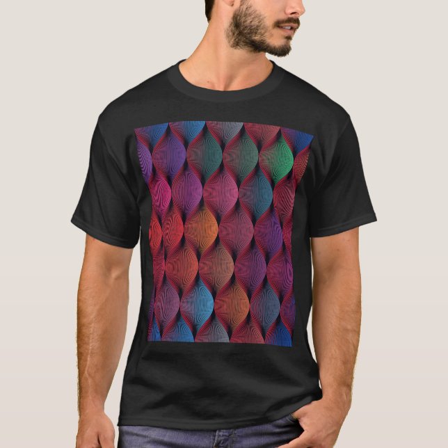 Vågigt geometrisk utskrift med flera färger t shirt (Framsida)