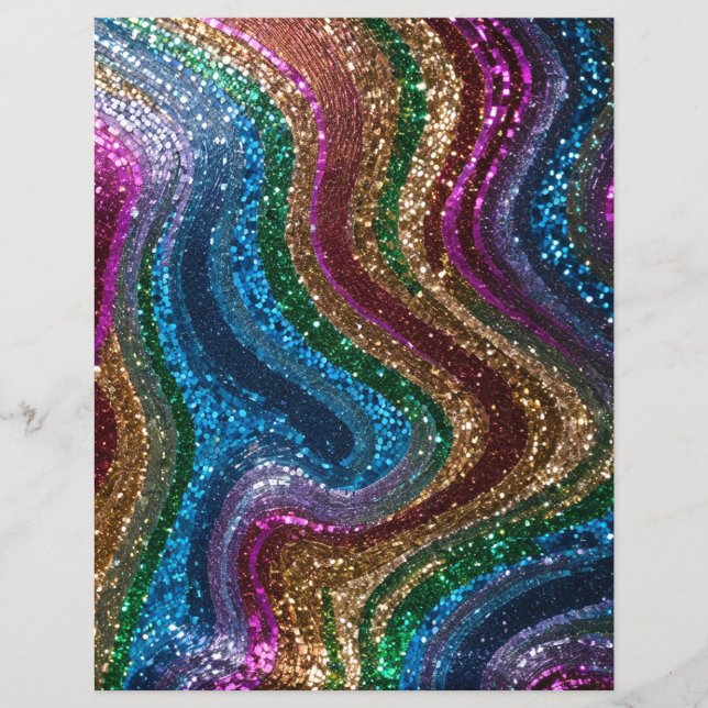 Vågigt glitter flerfärgat scrapbookpapper (Framsida)