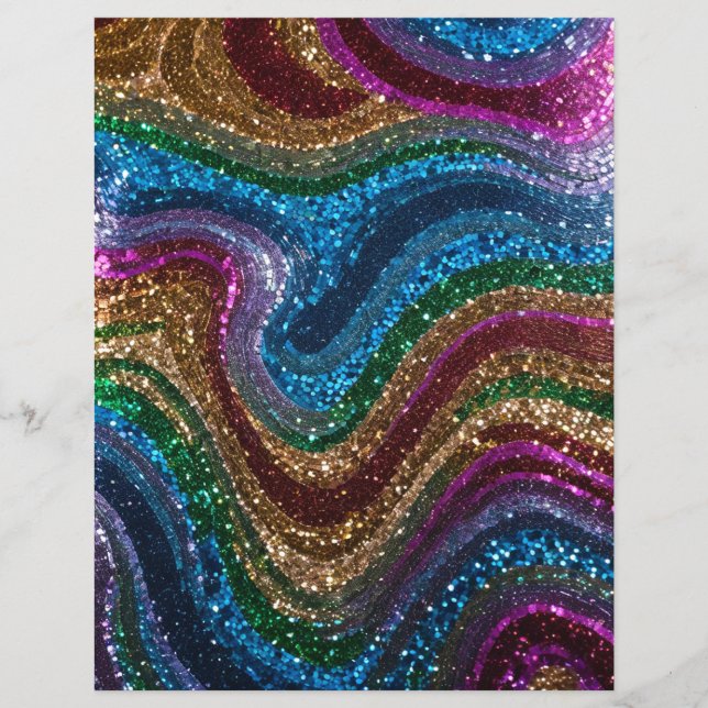 Vågigt glitter flerfärgat scrapbookpapper (Framsida)