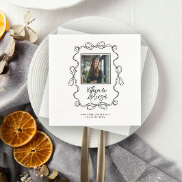 Vågigt Gräns Black Bows Photo Studentfest Pappersservett