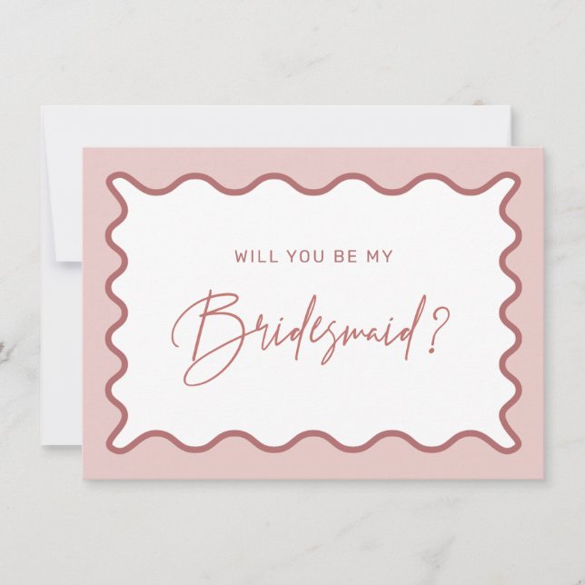 Vågigt Gräns Bridesmaid Frieri kort (Framsida)