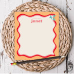 Vågigt Gräns Rosa och Orange Retro-Personlig Anteckningsblock<br><div class="desc">Anteckningsblocket personlig har en "groovy"-design i orange och blått. Använda mallformuläret för att lägga till din anpassning.</div>