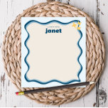 Vågigt Gräns-skuggor av Personligen Blue Retro Anteckningsblock<br><div class="desc">Anteckningsblocket personlig har en "groovy"-design i orange och blått. Använda mallformuläret för att lägga till din anpassning.</div>