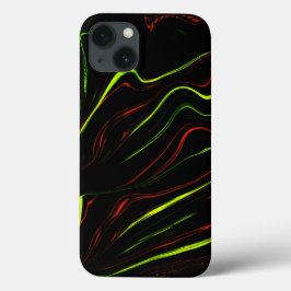 Vågigt grönt och röda långlinjer, svart bakgrund