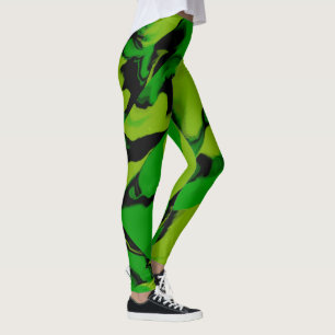 Vågigt Grönt och svart Leggings
