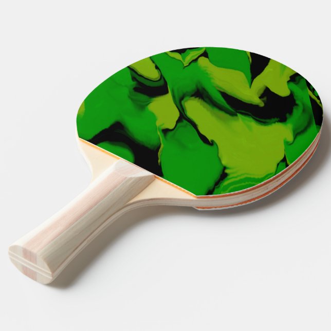 Vågigt Grönt och svart Pingisracket (Frontvinkel)