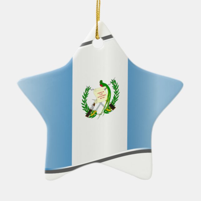 Vågigt Guatemala Flagga Julgransprydnad Keramik (Framsidan)