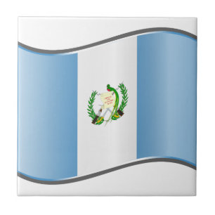 Vågigt Guatemala Flagga Kakelplatta