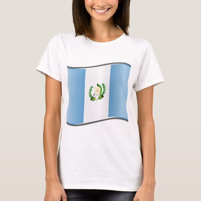 Vågigt Guatemala Flagga Tee Shirt (Framsida)