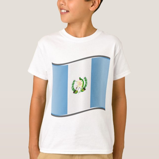 Vågigt Guatemala Flagga Tee Shirt (Framsida)