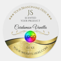 Vågigt Guld Decor on Light Grått Logotyp Monogram 