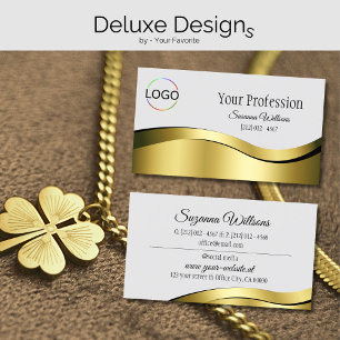 Vågigt Guld Decor on Light Grått with Brand Logoty Visitkort