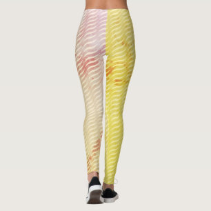 Vågigt Guld GreenLeaf Linjer Sömlös Mönster Leggings