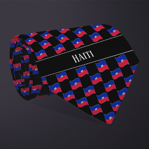 Vågigt Haiti Flagga Mönster Slips