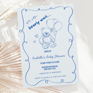 Vågigt Hand plockade Barly Wait Baby Shower för sk Inbjudningar