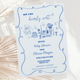 Vågigt Hand plockade Barly Wait Baby Shower för sk Inbjudningar
