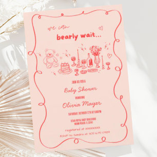 Vågigt Hand plockade Barly Wait Baby Shower för sk Inbjudningar