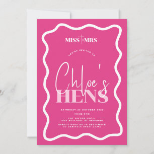 Vågigt inbjudan till Rosa Hens Party-grupp - Sonny