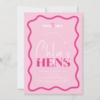 Vågigt inbjudan till Rosa Hens Party-grupp - Sonny