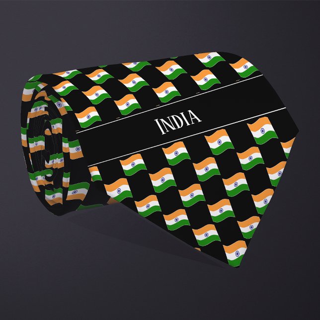 Vågigt Indien Flagga Mönster Slips (Skapare uppladdad)