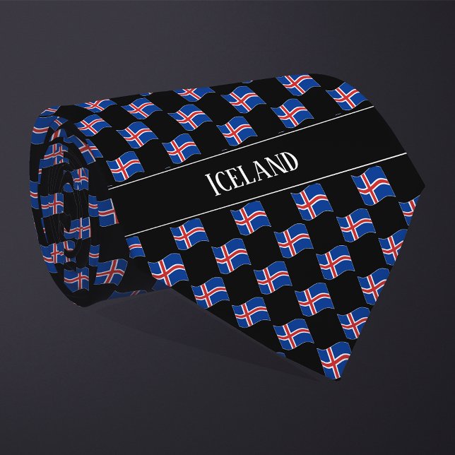 Vågigt Islandet Flagga Mönster Slips (Skapare uppladdad)