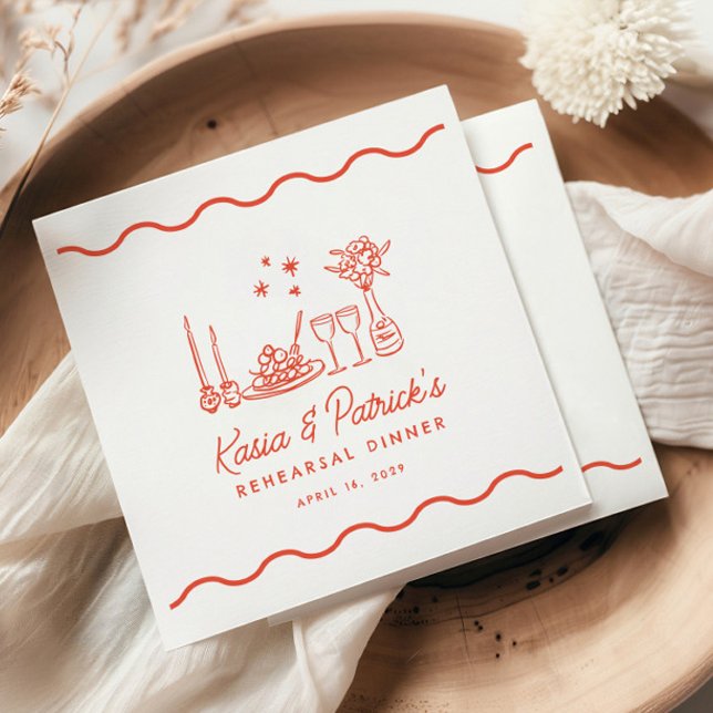 Vågigt  italiensk doodle Rehearsal-middag Pappersservett (Skapare uppladdad)