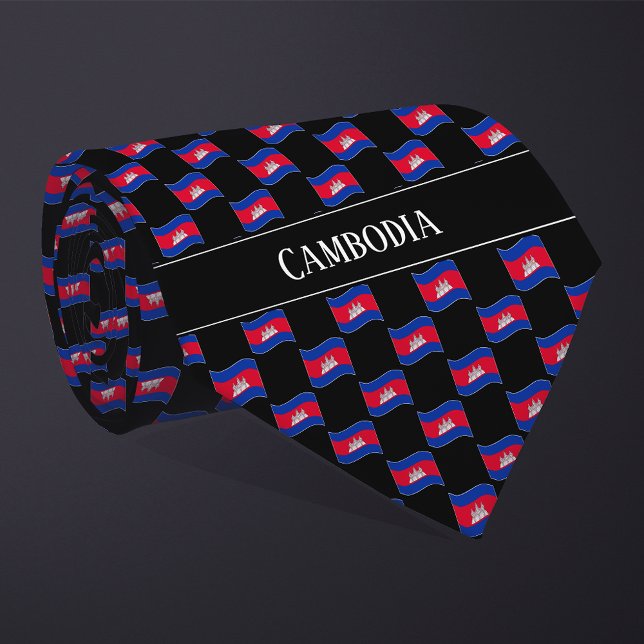 Vågigt Kambodja Flagga Mönster Slips (Skapare uppladdad)