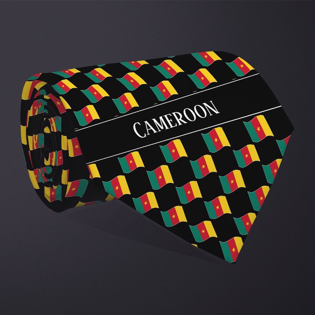 Vågigt Kamerun Flagga Mönster Slips (Skapare uppladdad)