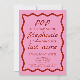 Vågigt Kant Rosa och Red Pop i Champagne-Möhippan Inbjudningar