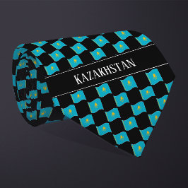 Vågigt Kazakstan Flagga Mönster Slips