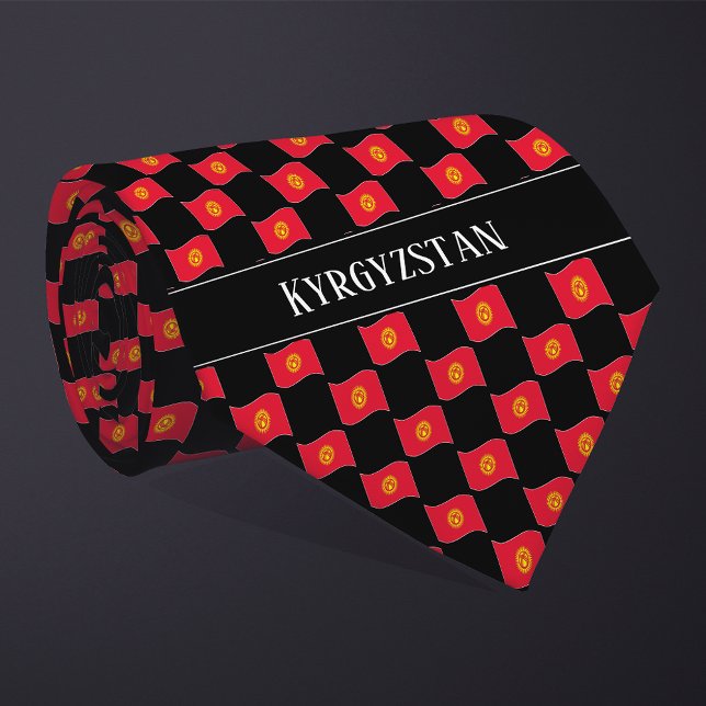 Vågigt Kirgizistan Flagga Mönster Slips (Skapare uppladdad)