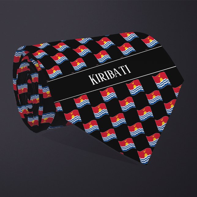 Vågigt Kiribati Flagga Mönster Slips (Skapare uppladdad)
