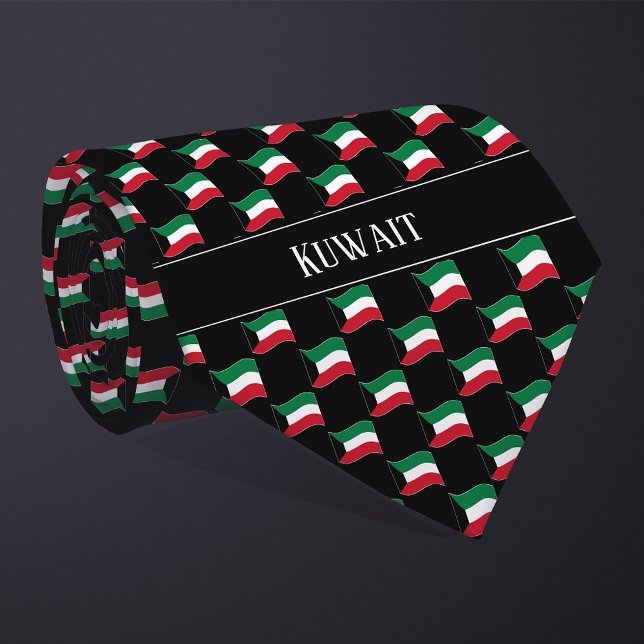 Vågigt Kuwait Flagga Mönster Slips (Skapare uppladdad)