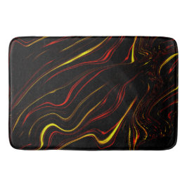 Vågigt långa spår av rött guld på svart bakgrundsb badrumsmatta