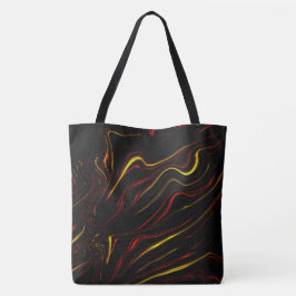 Vågigt långa streck med rött guld på mörkens bakgr tygkasse