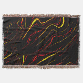 Vågigt långa streck med rött guld på svart bakgrun filt