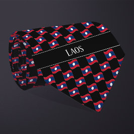 Vågigt Laos Flagga Mönster Slips
