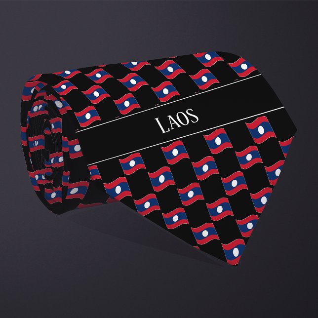 Vågigt Laos Flagga Mönster Slips (Skapare uppladdad)