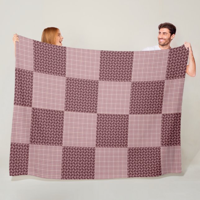 Vågigt lappade inmatade Ro/Rosor/Guld-plaster Fleecefilt (På plats)