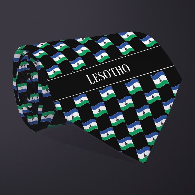 Vågigt Lesotho Flagga Mönster Slips (Skapare uppladdad)