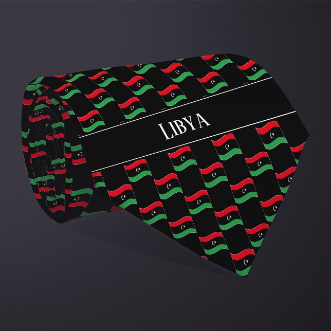 Vågigt Libyen Flagga Mönster Slips (Skapare uppladdad)