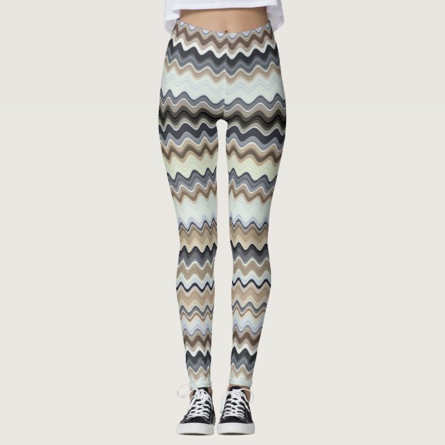 Vågigt Linje Mönster Leggings (Framsida)