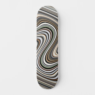 Vågigt Linjer i Light Brown/Beige/Turcoise Blue Mini Skateboard Bräda 18,7 Cm